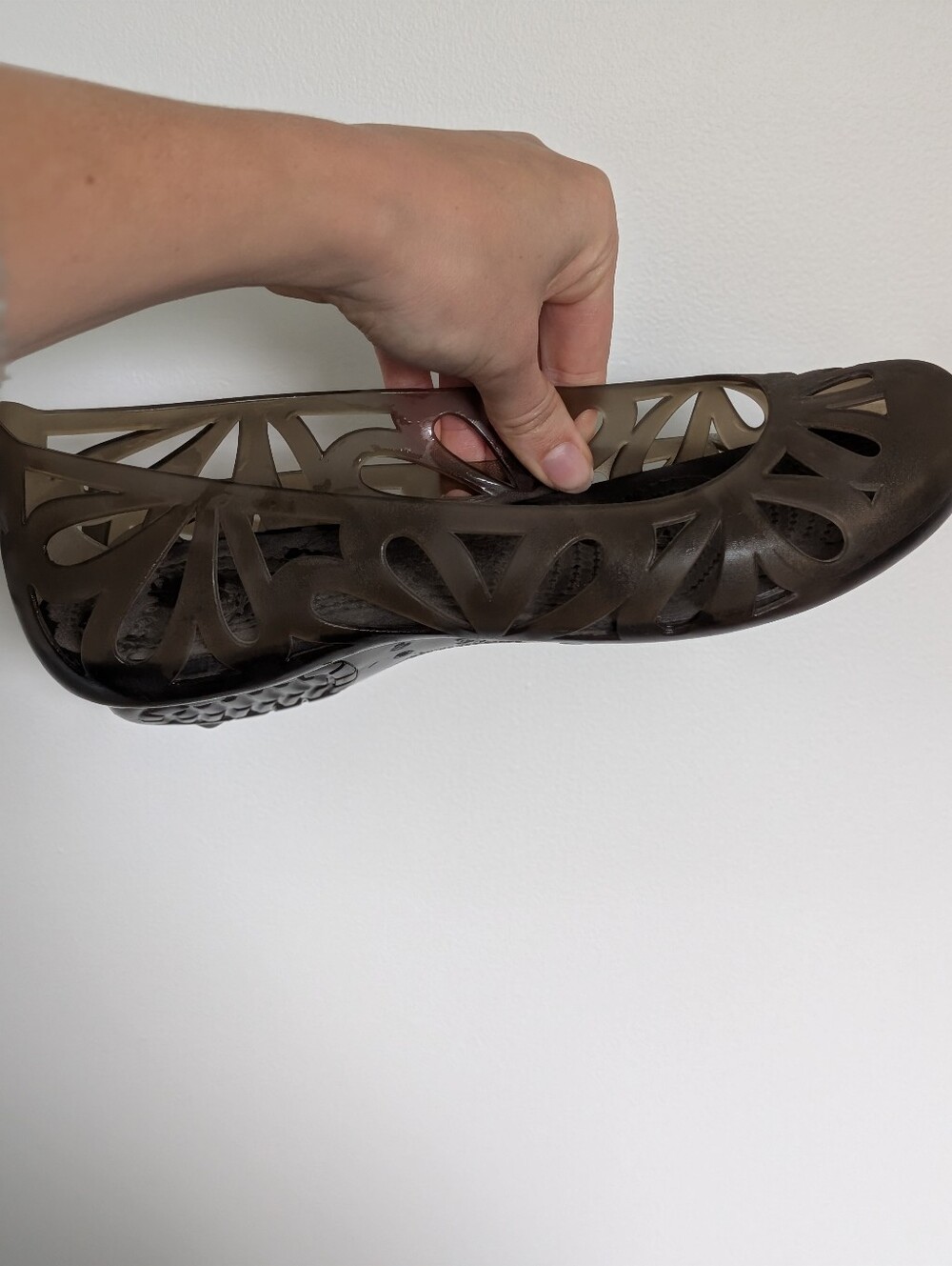 CROCS Women's Brown Cutout Ballet Flats - Picture 4 of 7